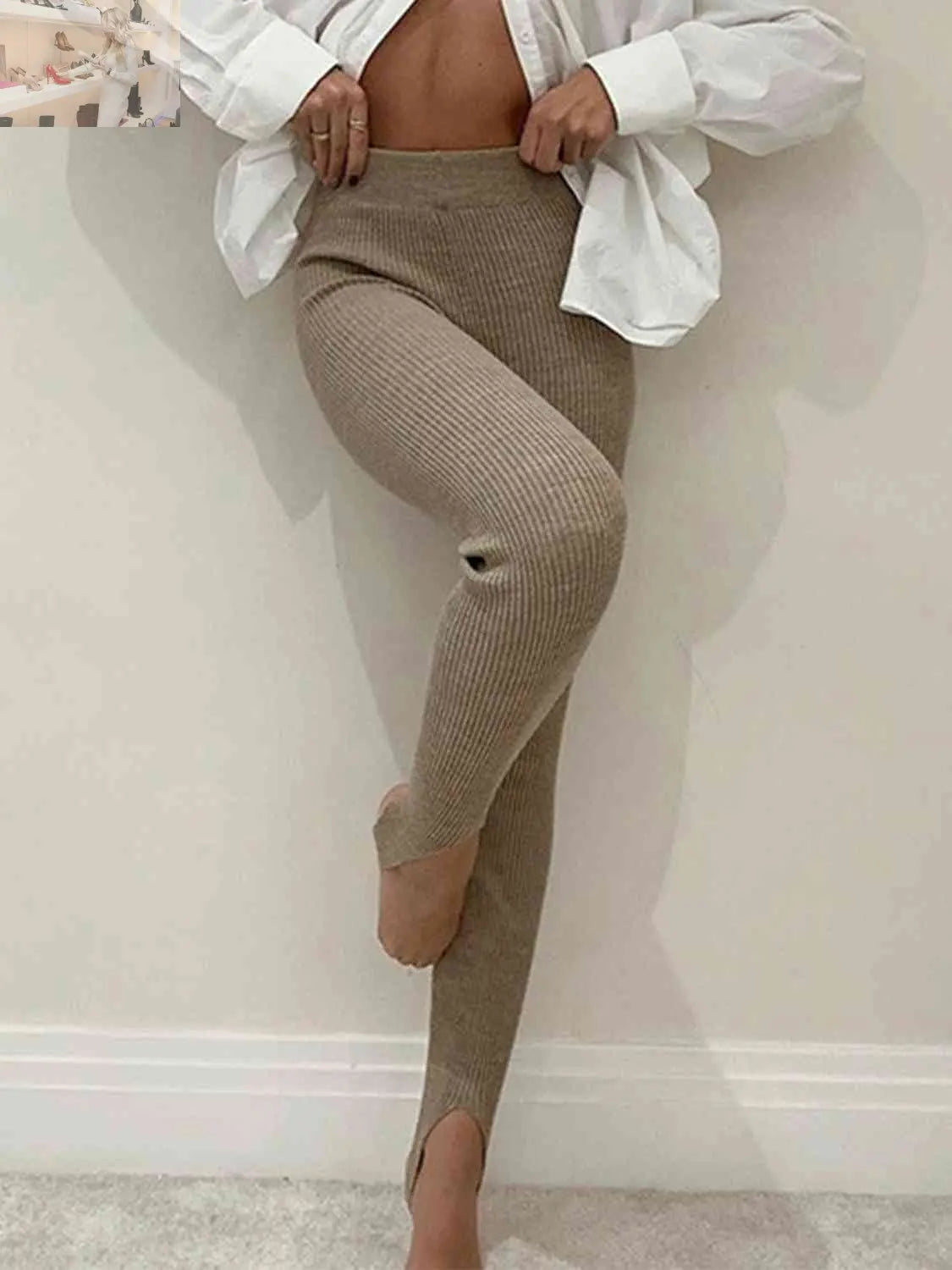 Ribbed Mid Waist Leggings - MegaSuperStar