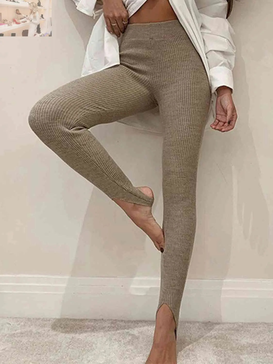 Ribbed Mid Waist Leggings - MegaSuperStar