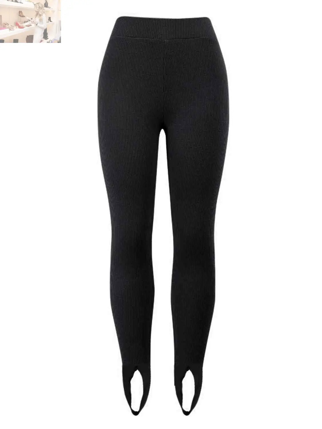 Ribbed Mid Waist Leggings - MegaSuperStar