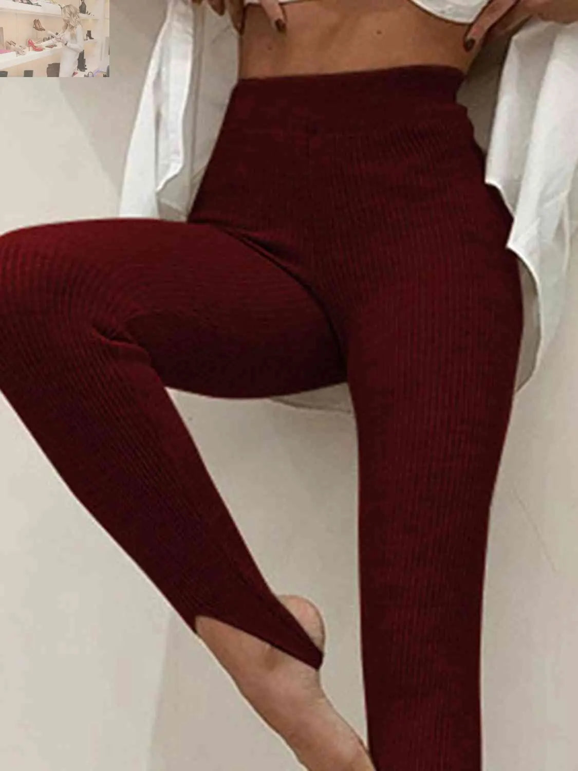 Ribbed Mid Waist Leggings - MegaSuperStar