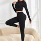 Ruched Round Neck Top and Active Leggings Set - MegaSuperStar