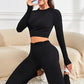 Ruched Round Neck Top and Active Leggings Set - MegaSuperStar