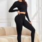 Ruched Round Neck Top and Active Leggings Set - MegaSuperStar