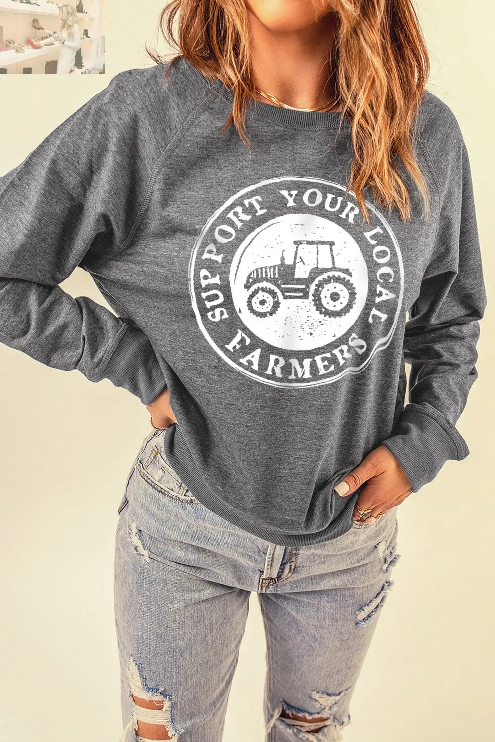 SUPPORT YOUR LOCAL FARMERS Graphic Sweatshirt - MegaSuperStar