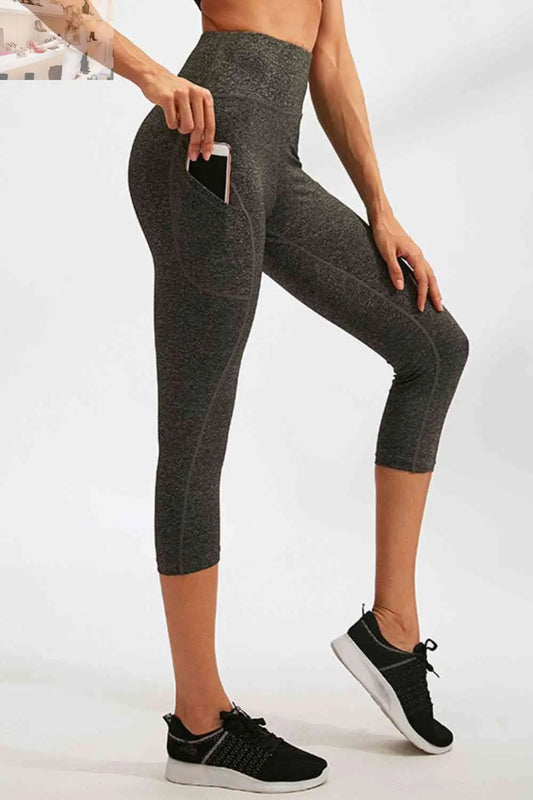 Slim Fit Wide Waistband Active Leggings with Pockets - MegaSuperStar