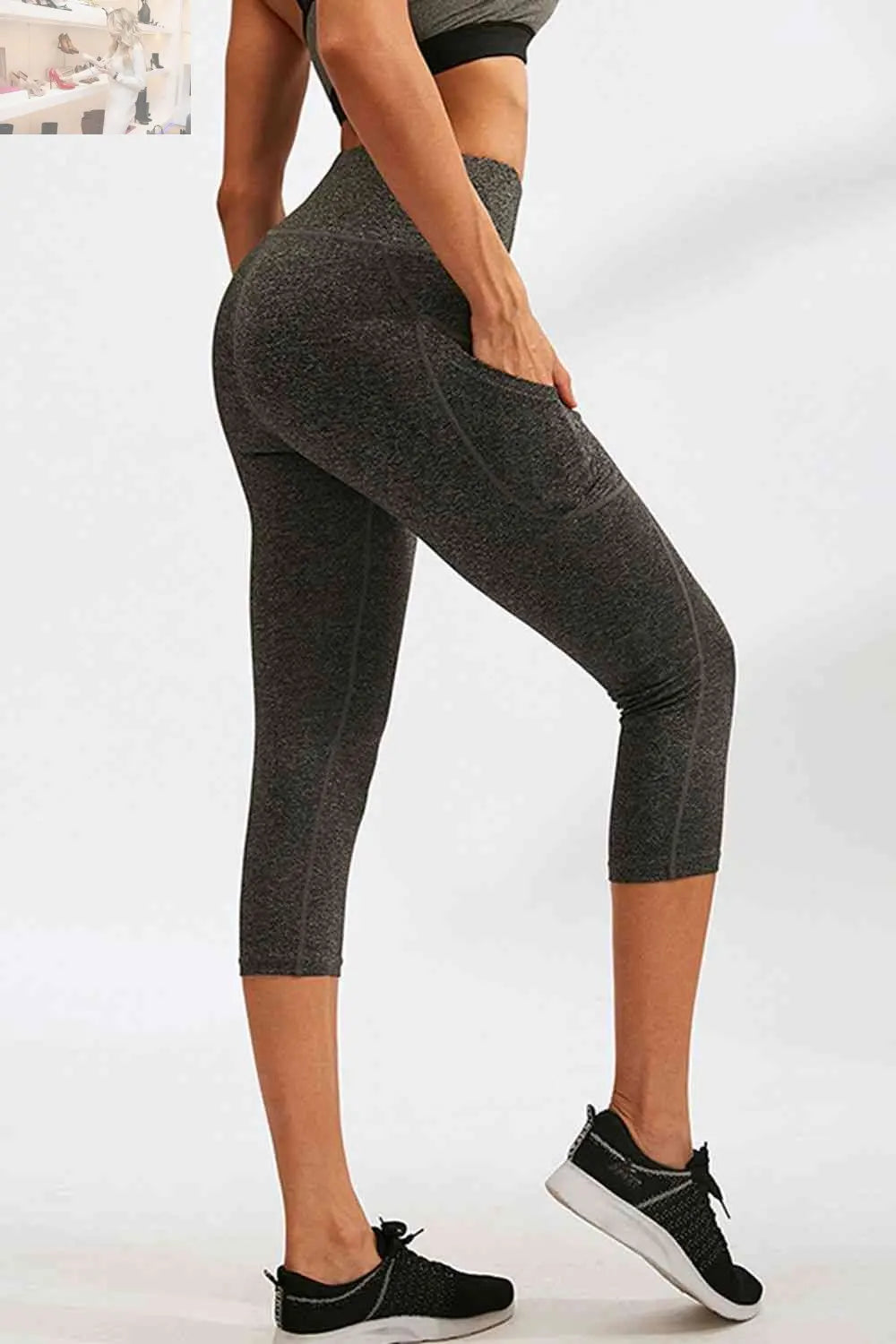 Slim Fit Wide Waistband Active Leggings with Pockets - MegaSuperStar