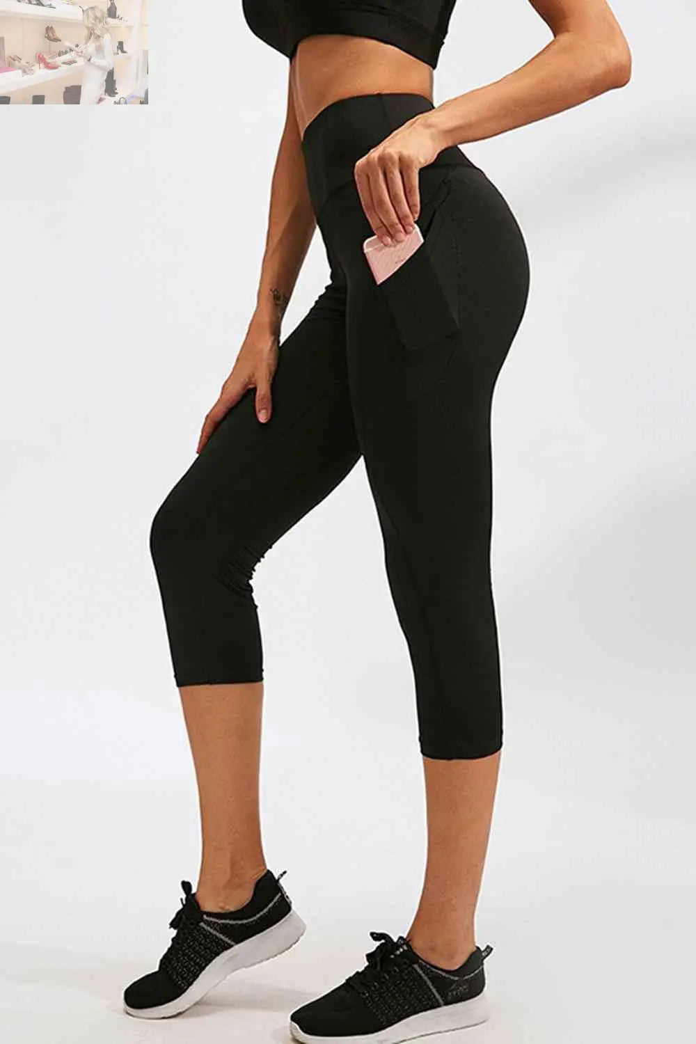 Slim Fit Wide Waistband Active Leggings with Pockets - MegaSuperStar