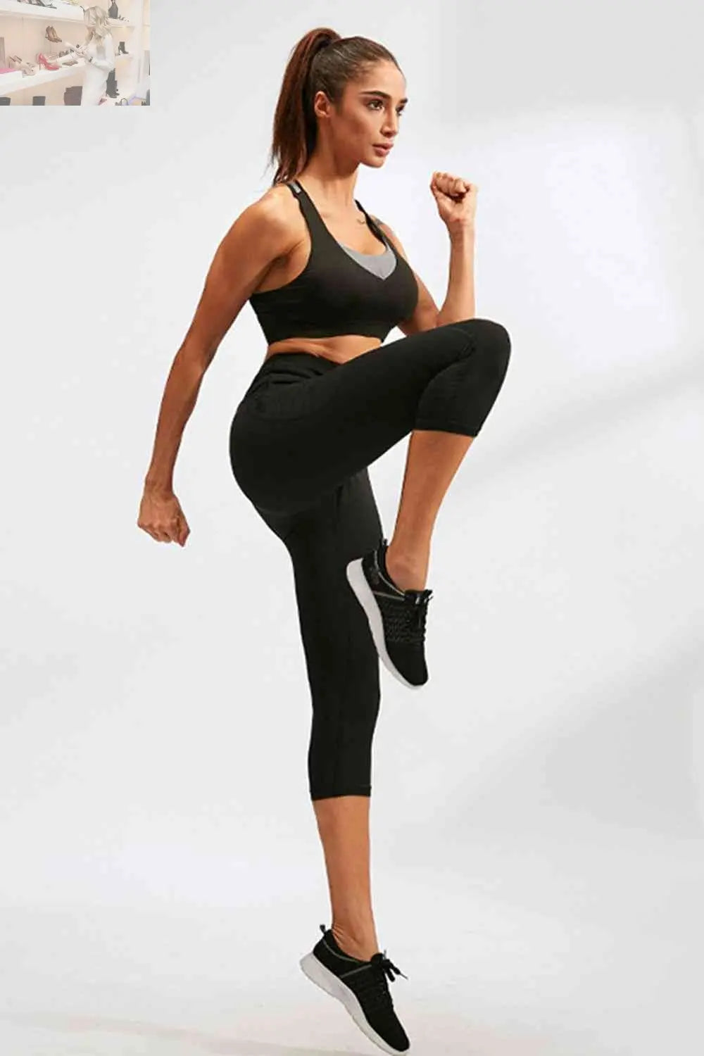 Slim Fit Wide Waistband Active Leggings with Pockets - MegaSuperStar