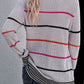 Striped Ribbed Round Neck Long Sleeve Sweater - MegaSuperStar