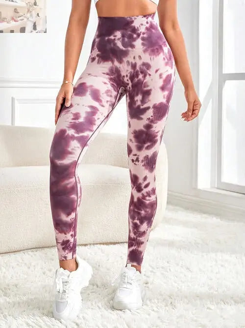 Tie-Dye Wide Waistband Active Leggings - MegaSuperStar