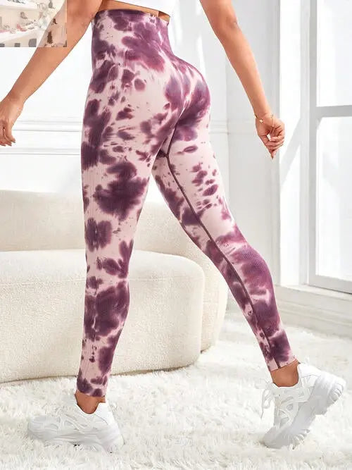 Tie-Dye Wide Waistband Active Leggings - MegaSuperStar