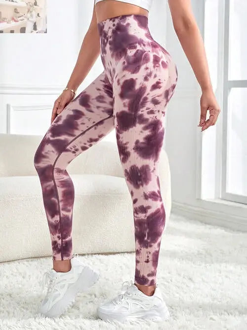 Tie-Dye Wide Waistband Active Leggings - MegaSuperStar