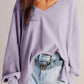 Waffle-Knit V-Neck Long Sleeve Top 