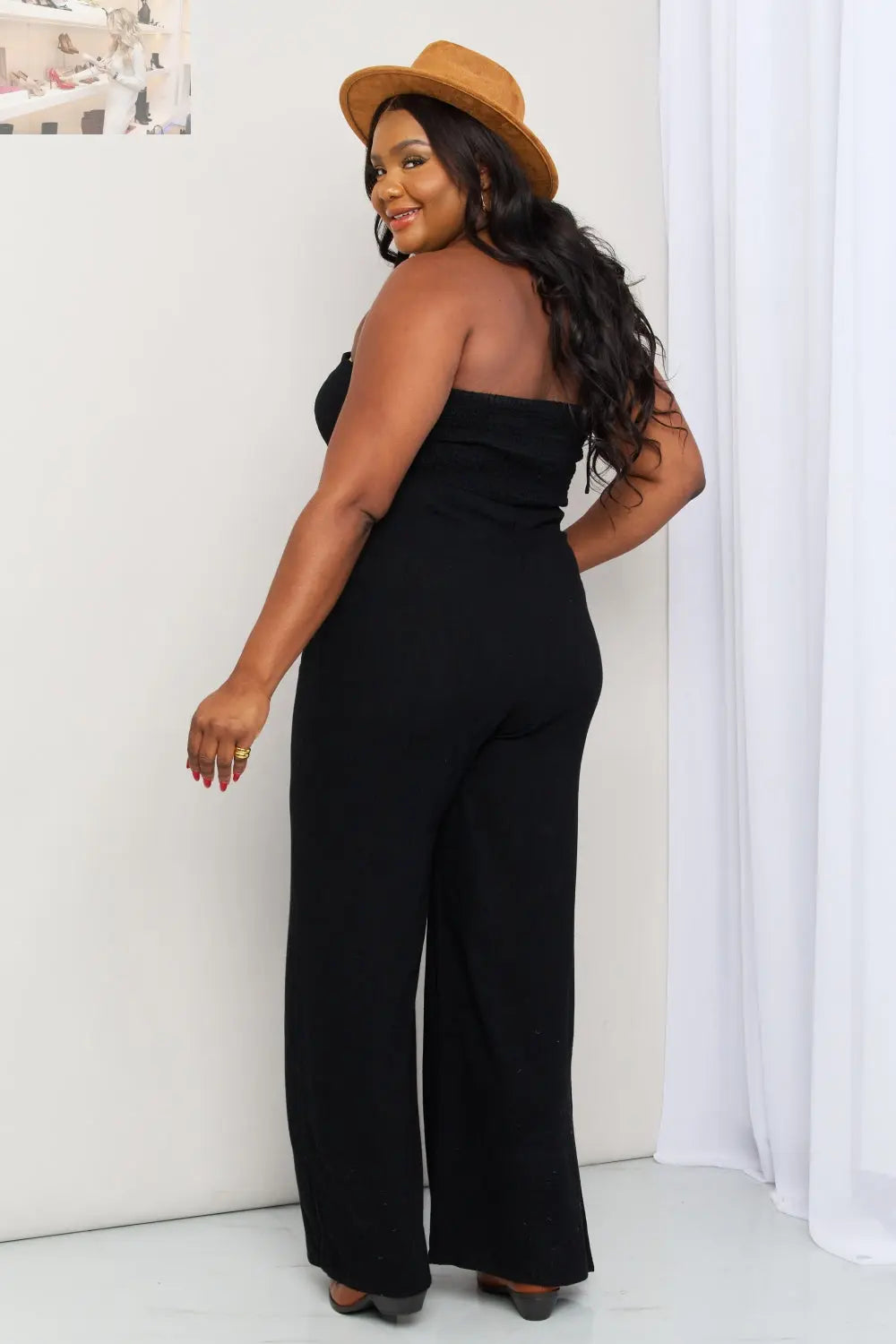 White Birch Full Size Halter Neck Wide Leg Jumpsuit with Pockets - MegaSuperStar