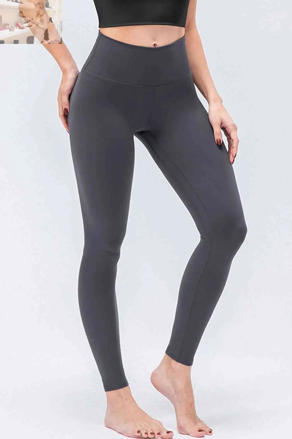 Wide Waistband Slim Fit Active Leggings - MegaSuperStar