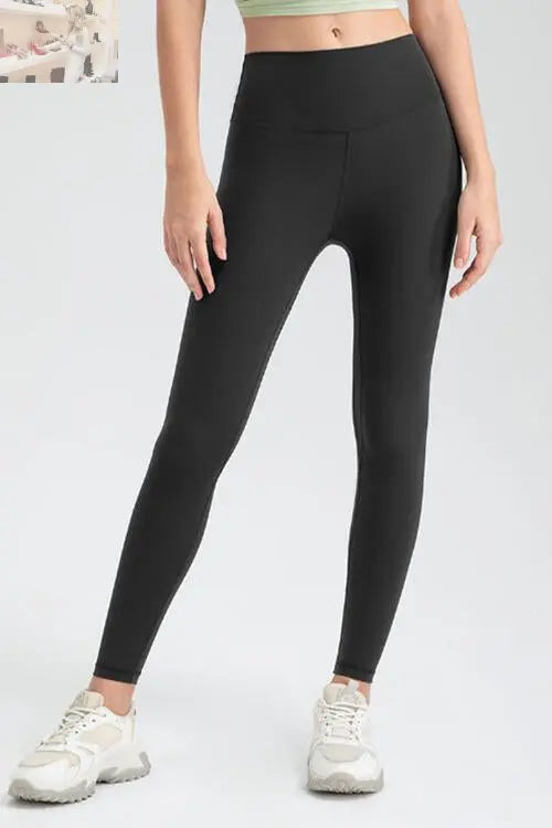 Wide Waistband Slim Fit Active Leggings - MegaSuperStar