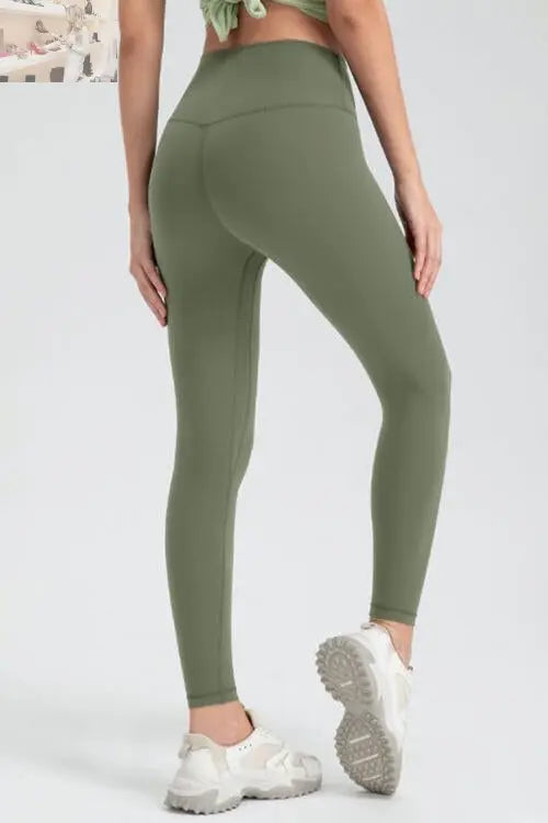 Wide Waistband Slim Fit Active Leggings - MegaSuperStar