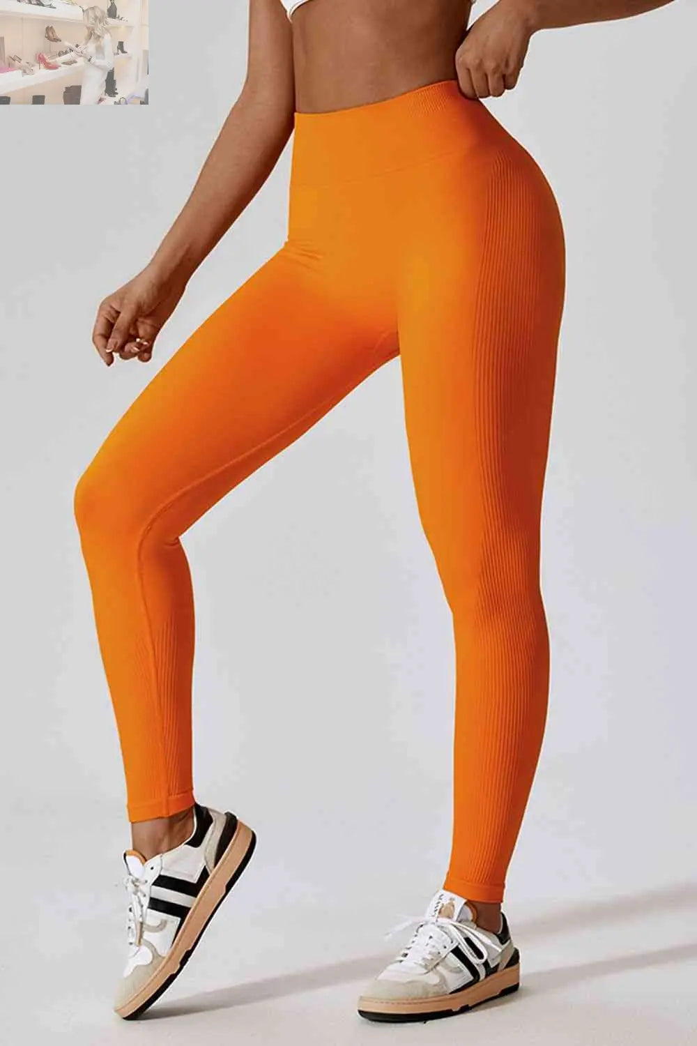 Wide Waistband Slim Fit Long Sports Leggings - MegaSuperStar