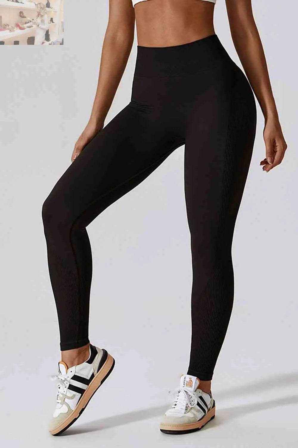 Wide Waistband Slim Fit Long Sports Leggings - MegaSuperStar