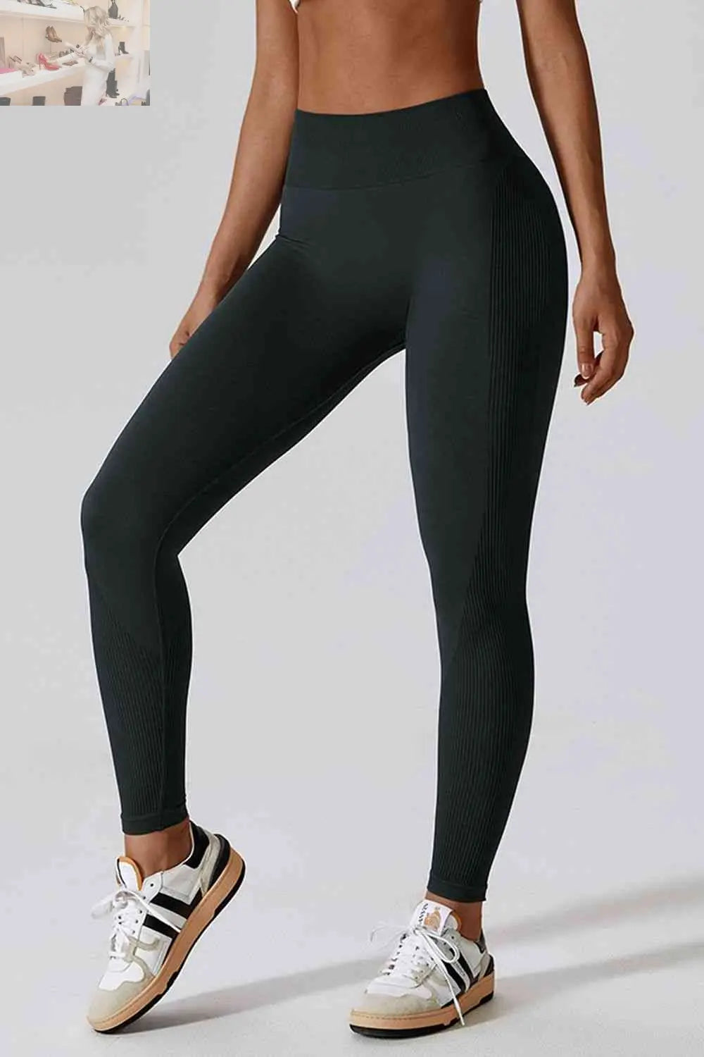 Wide Waistband Slim Fit Long Sports Leggings - MegaSuperStar