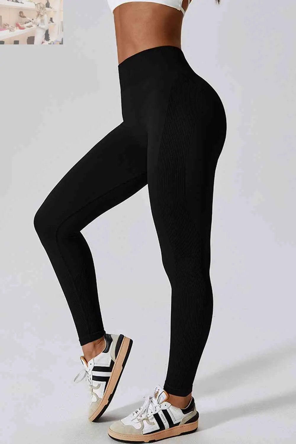 Wide Waistband Slim Fit Long Sports Leggings - MegaSuperStar