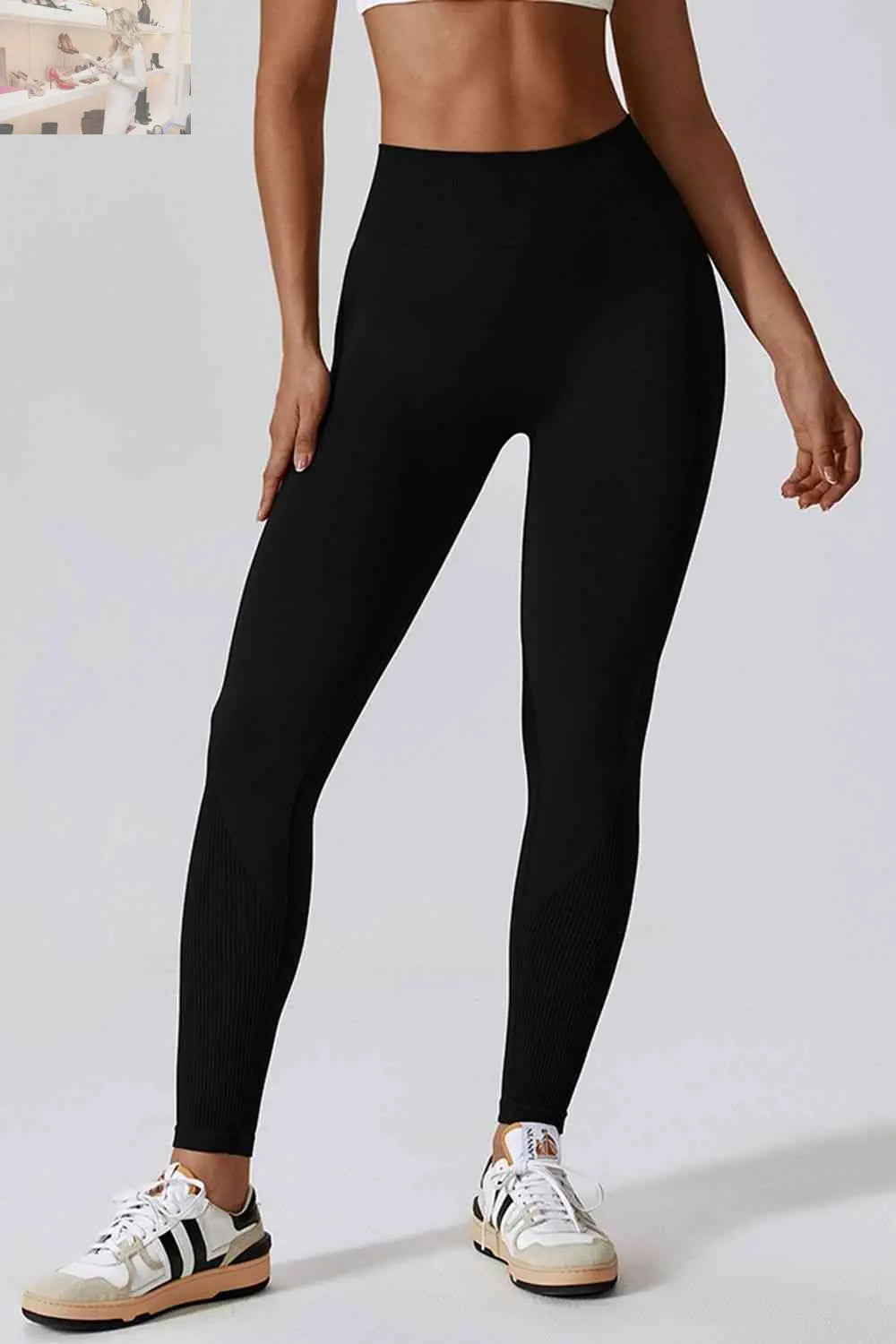 Wide Waistband Slim Fit Long Sports Leggings - MegaSuperStar