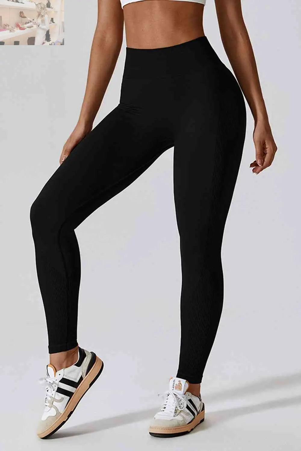 Wide Waistband Slim Fit Long Sports Leggings - MegaSuperStar