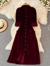 Velvet Button-Down Midi Dress thumbnail