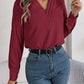 V-Neck Long Sleeve Blouse