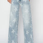 RISEN Full Size Raw Hem Star Wide Leg Jeans