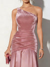 Velvet One-Shoulder Mermaid Maxi Dress thumbnail