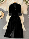 Velvet Button-Down Midi Dress thumbnail