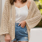 Openwork Open Front Dropped Shoulder Cardigan