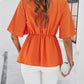 Surplice Tie Waist Half Sleeve Blouse