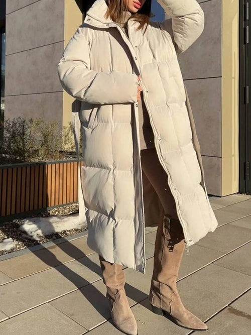 Customer styling Longline Padded Winter Coat with Belted