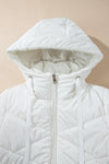 Drawstring Zip Up Long Sleeve Hooded Winter Coat thumbnail