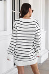 Striped V-Neck Sweater Dress thumbnail