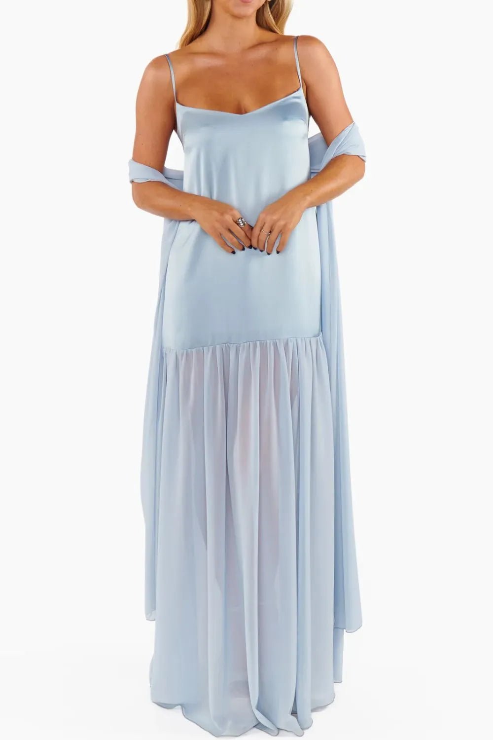💕 Adjustable Strap Maxi Dress with Scarf - Perfect Summer Style 💕 - MegaSuperStar