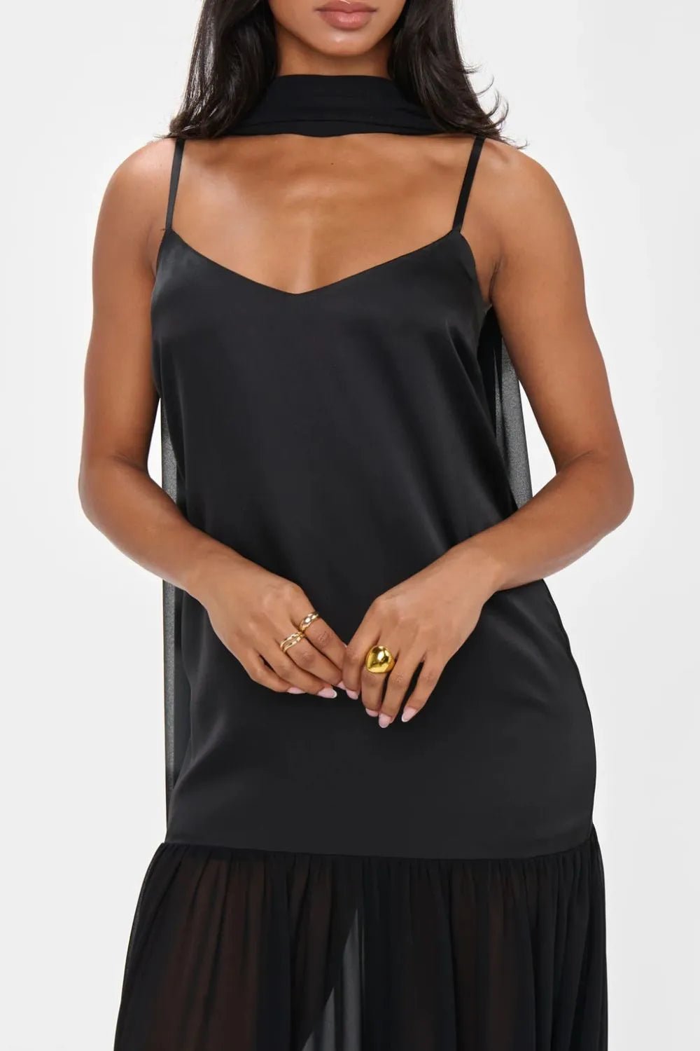 💕 Adjustable Strap Maxi Dress with Scarf - Perfect Summer Style 💕 - MegaSuperStar