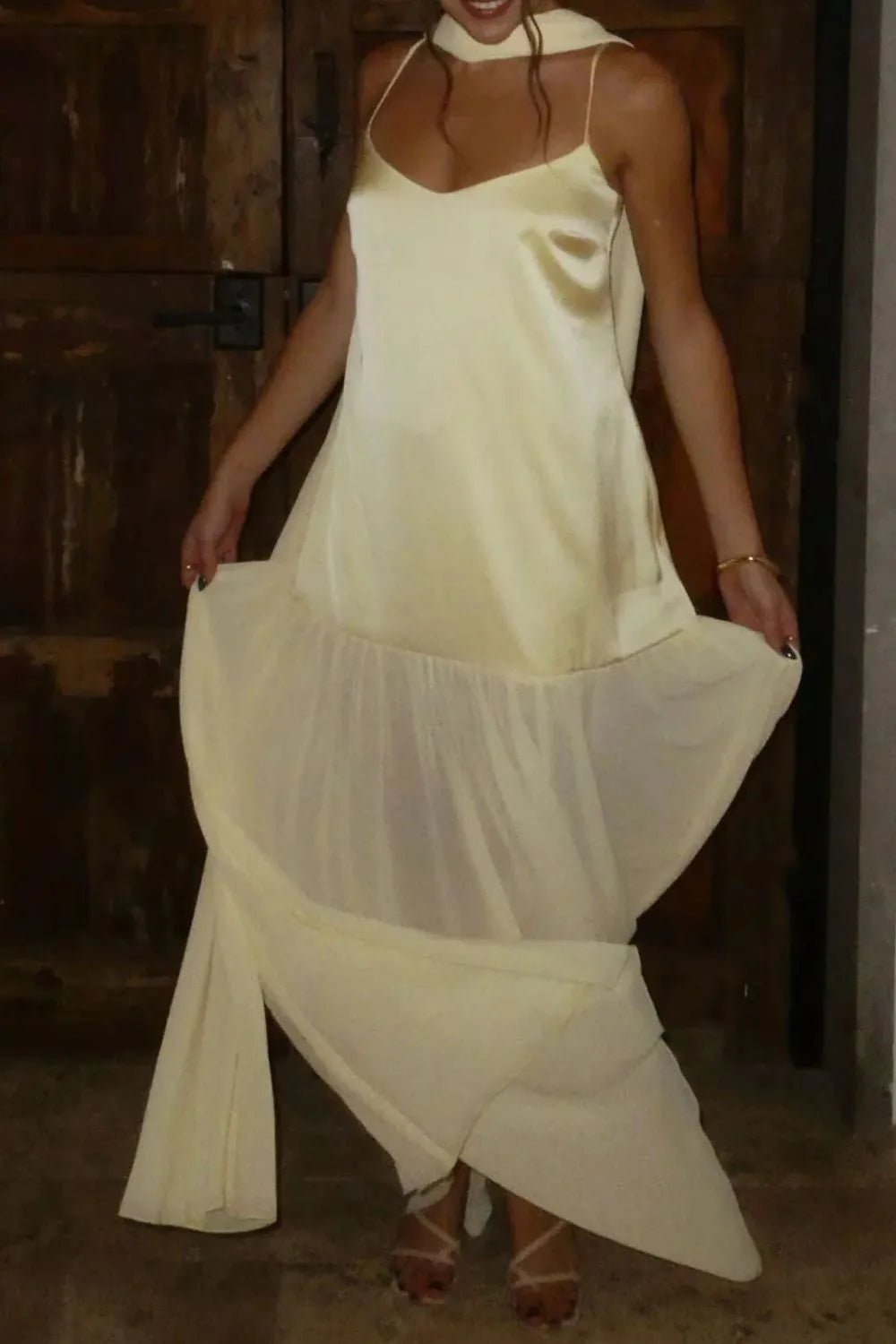 💕 Adjustable Strap Maxi Dress with Scarf - Perfect Summer Style 💕 - MegaSuperStar