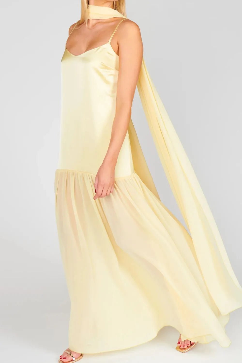 💕 Adjustable Strap Maxi Dress with Scarf - Perfect Summer Style 💕 - MegaSuperStar