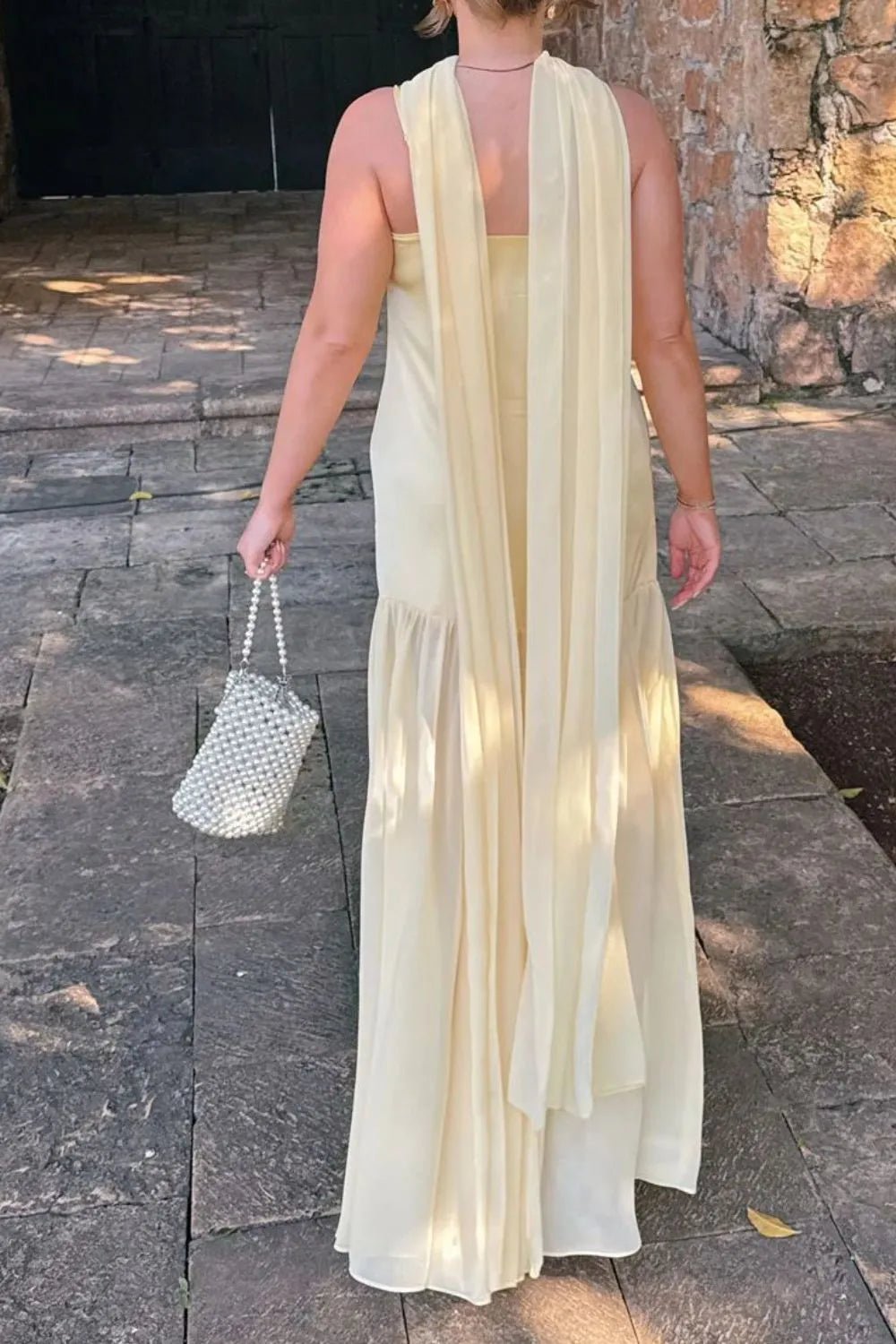 💕 Adjustable Strap Maxi Dress with Scarf - Perfect Summer Style 💕 - MegaSuperStar