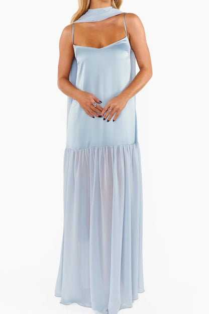 💕 Adjustable Strap Maxi Dress with Scarf - Perfect Summer Style 💕 - MegaSuperStar