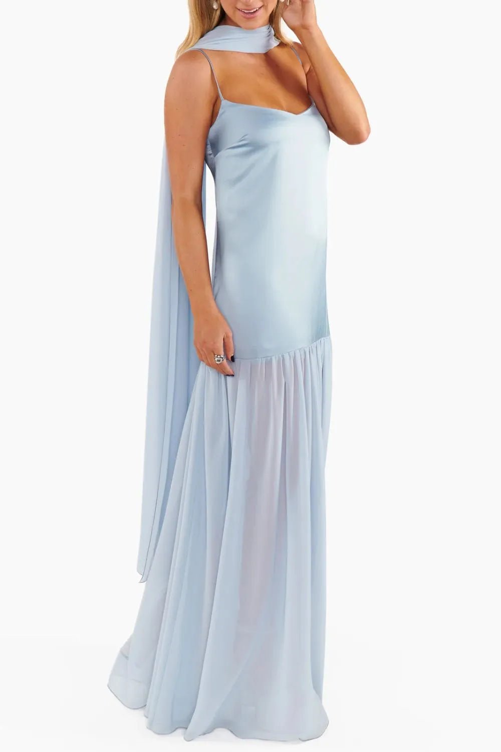 💕 Adjustable Strap Maxi Dress with Scarf - Perfect Summer Style 💕 - MegaSuperStar