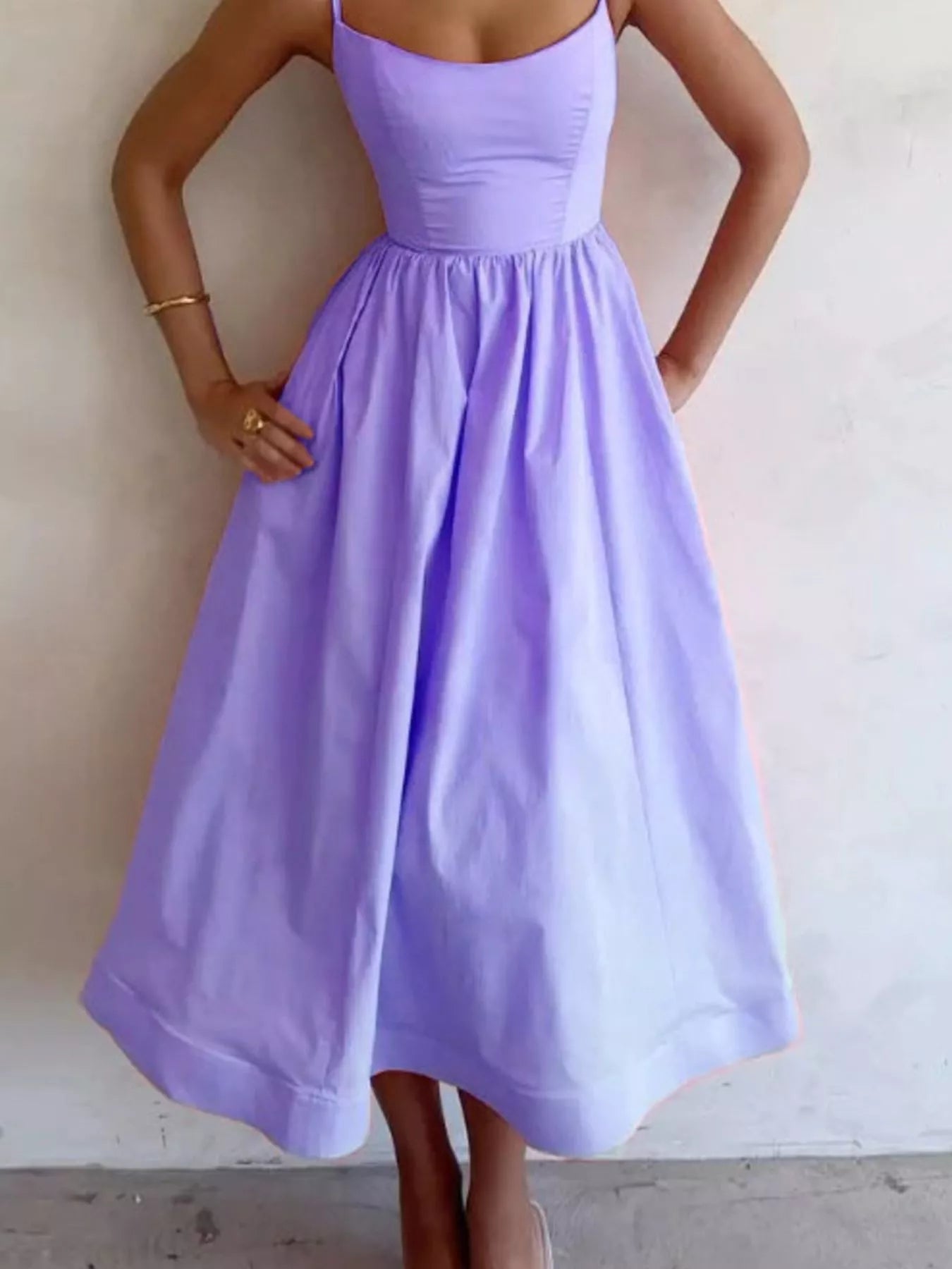 💃 Adjustable Strap Scoop Neck Midi Dress 💃 - MegaSuperStar