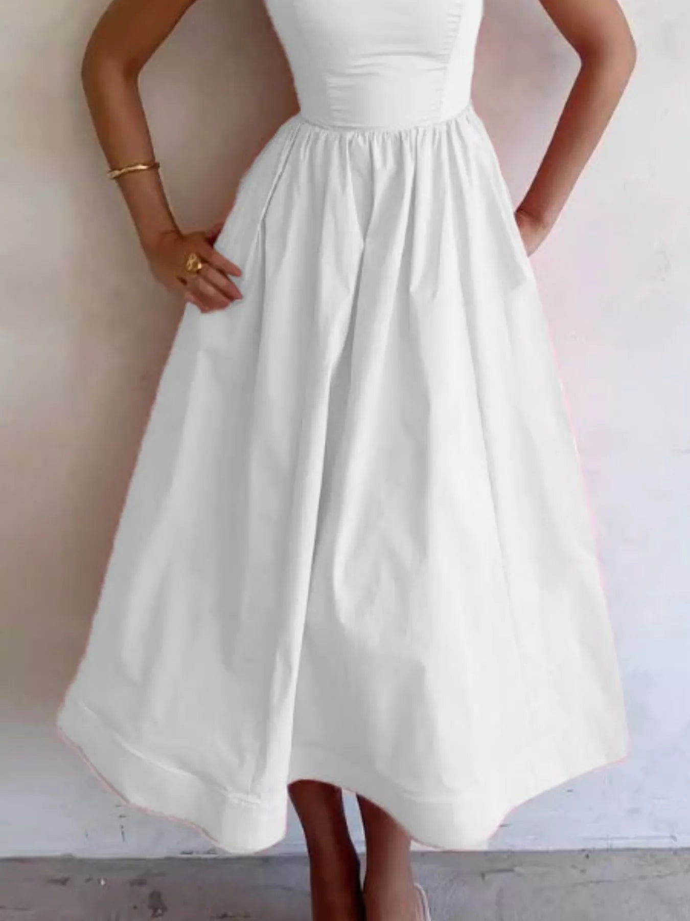 💃 Adjustable Strap Scoop Neck Midi Dress 💃 - MegaSuperStar