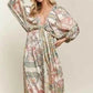 ADORA Batwing Sleeve Dress - Printed V - Neck Design for Effortless Style - MegaSuperStar