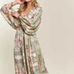 ADORA Batwing Sleeve Dress - Printed V - Neck Design for Effortless Style - MegaSuperStar