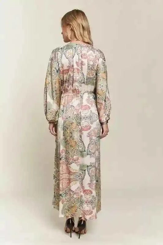ADORA Batwing Sleeve Dress - Printed V - Neck Design for Effortless Style - MegaSuperStar