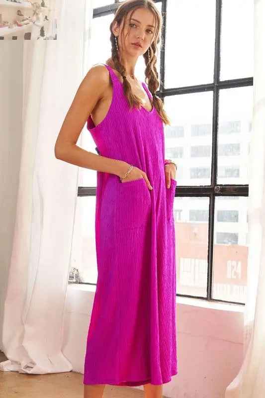 ADORA Textured Wide - Leg Jumpsuit for Effortless Style - MegaSuperStar